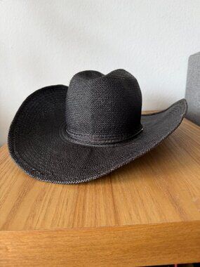 Gladys Tamez Classic Cowboy Straw in Black, Size XS